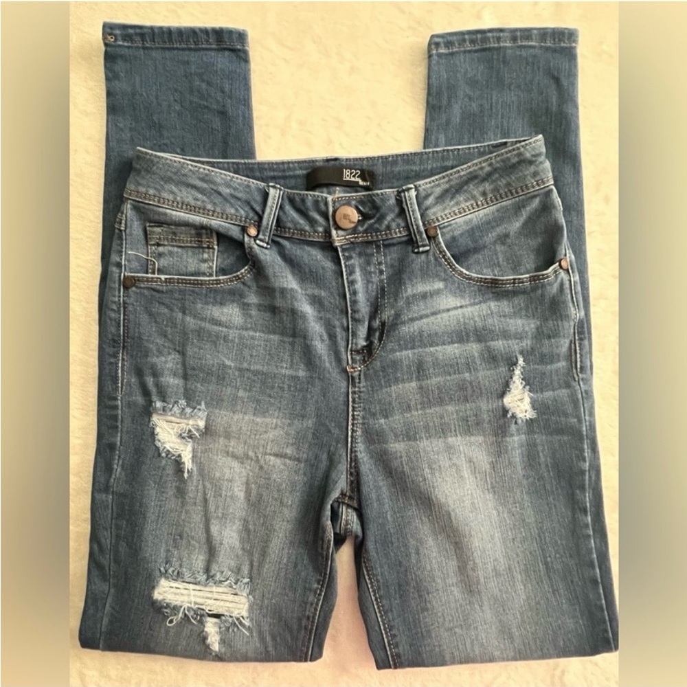 1822 Denim Women's Blue Distressed Skinny Jeans